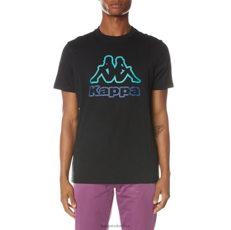 Kappa hombres camiseta con logo estampado negro azabache B8N4D160