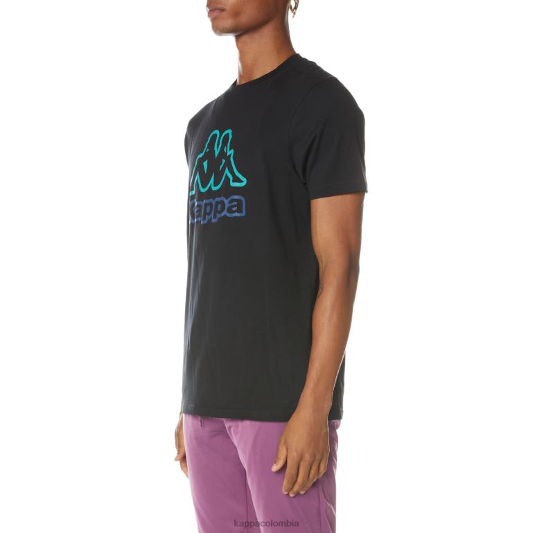 Kappa hombres camiseta con logo estampado negro azabache B8N4D160