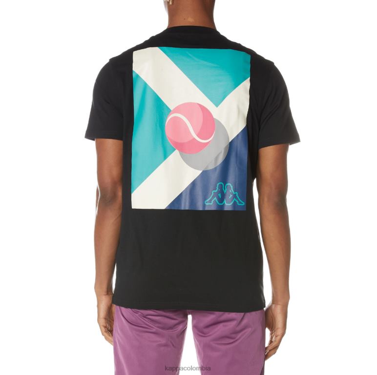 Kappa hombres camiseta con logo estampado negro azabache B8N4D160