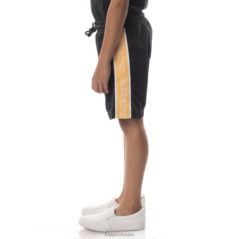 Kappa niños pantalones cortos aedi 2 con cinta del logo para niños humo negro naranja B8N4D793