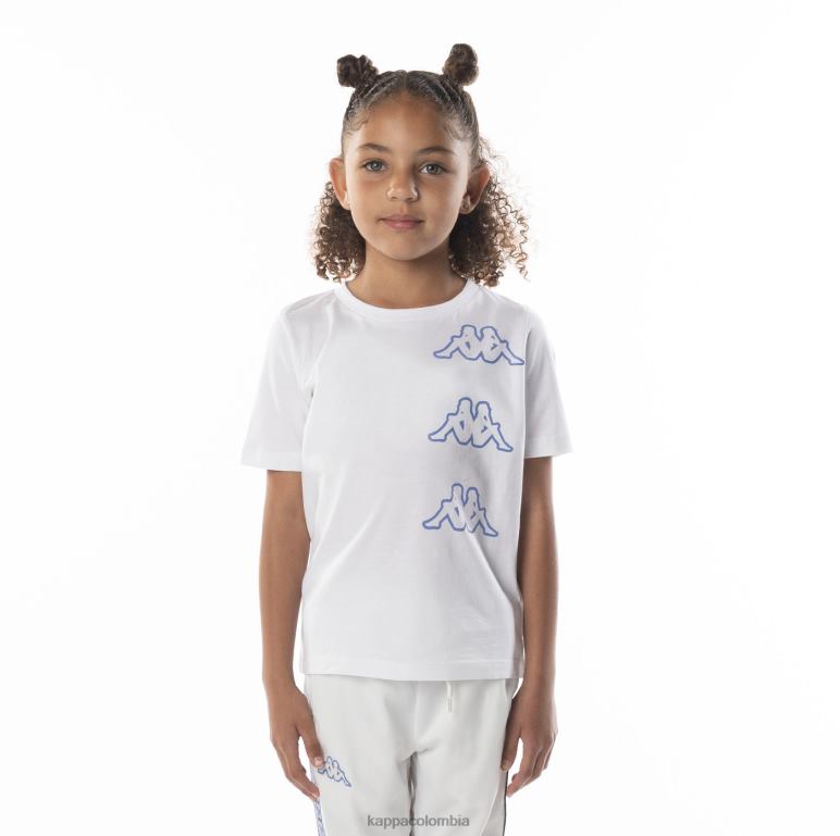 Kappa niños camiseta aomix con logo para niños blanco azul B8N4D677