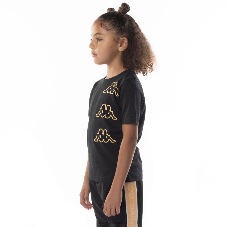 Kappa niños camiseta aomix con logo para niños humo negro naranja B8N4D678