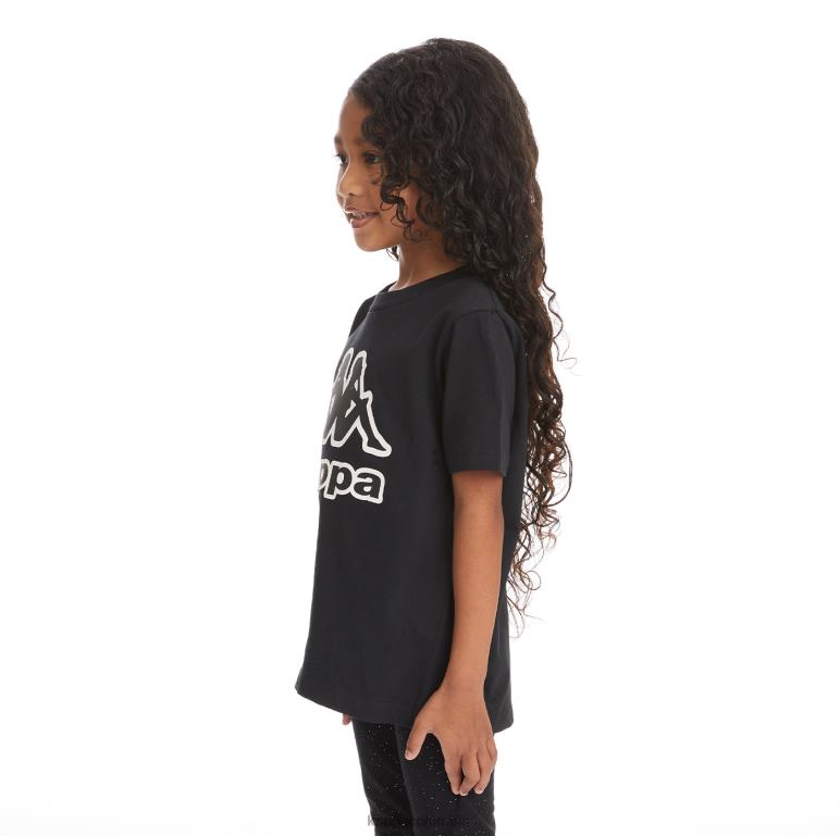 Kappa niños camiseta bant con cinta del logo para niños humo negro B8N4D737