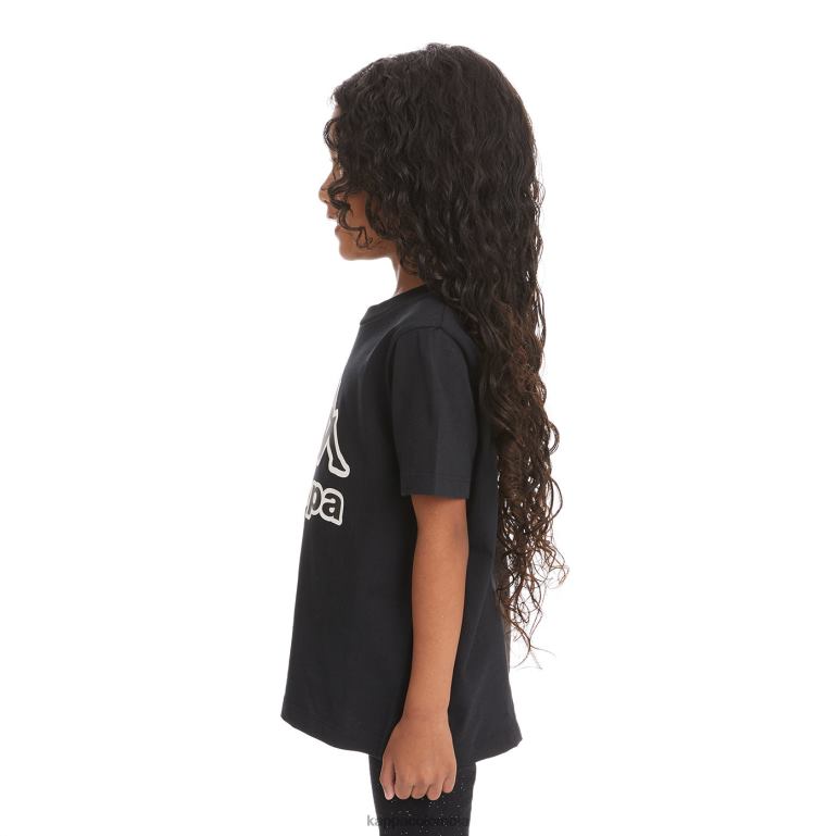 Kappa niños camiseta bant con cinta del logo para niños humo negro B8N4D737
