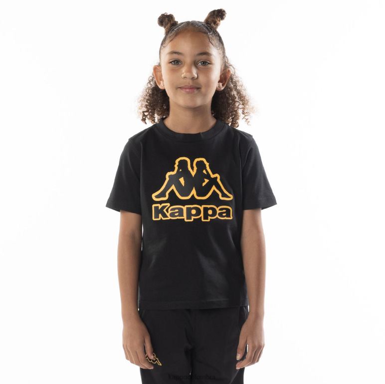 Kappa niños camiseta bant con cinta del logo para niños humo negro naranja B8N4D676