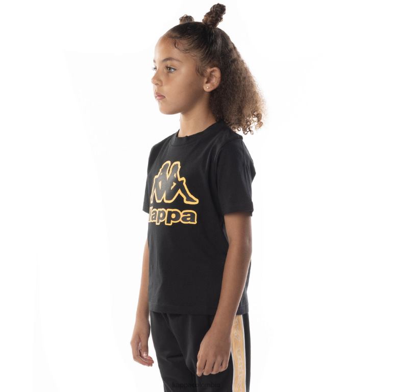 Kappa niños camiseta bant con cinta del logo para niños humo negro naranja B8N4D676