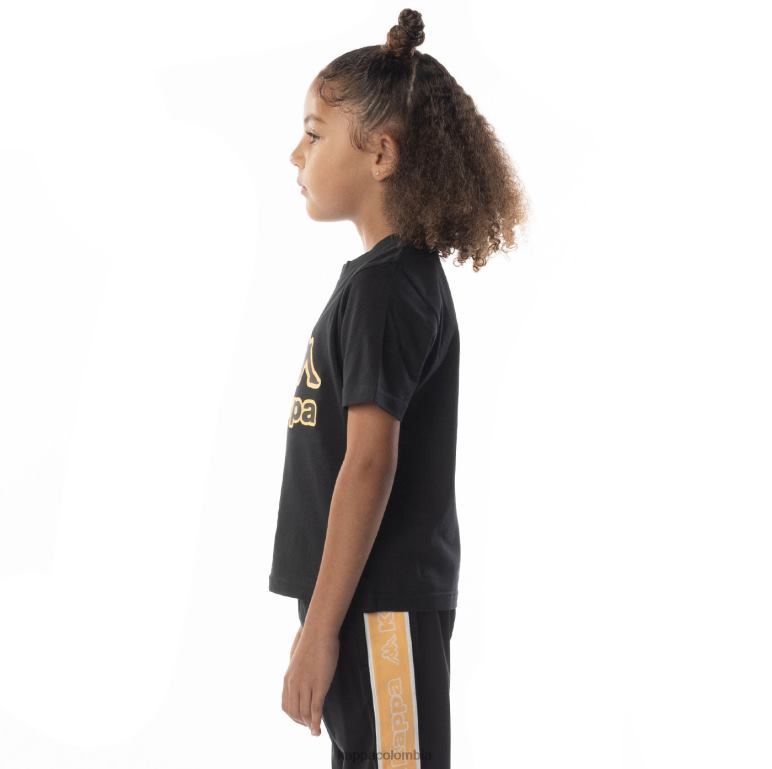 Kappa niños camiseta bant con cinta del logo para niños humo negro naranja B8N4D676
