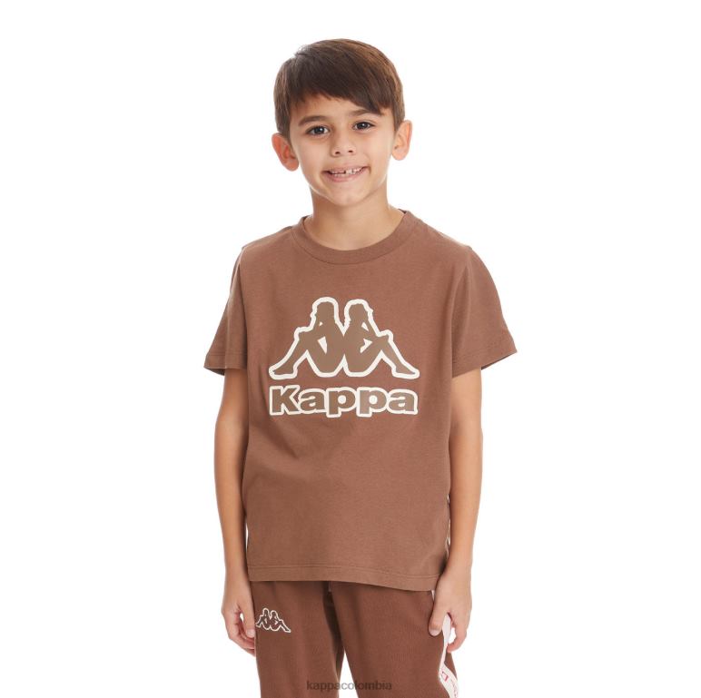 Kappa niños camiseta bant con cinta del logo para niños marrón B8N4D735