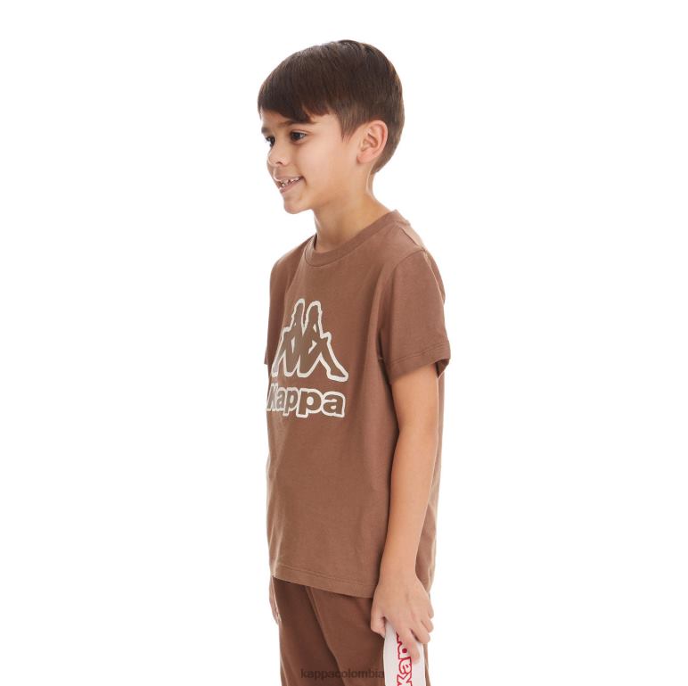 Kappa niños camiseta bant con cinta del logo para niños marrón B8N4D735