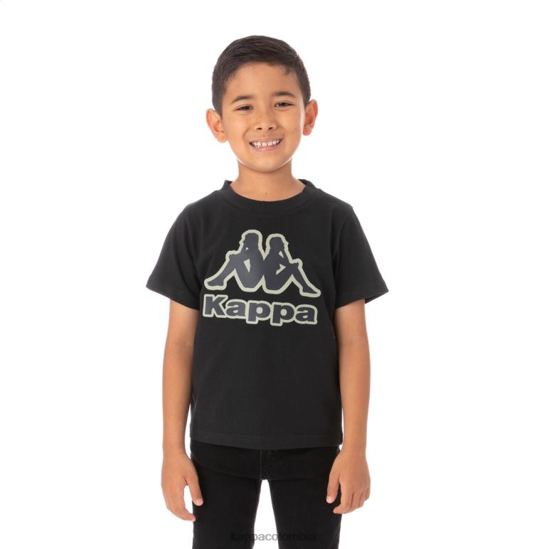 Kappa niños camiseta bant con cinta del logo para niños negro B8N4D768