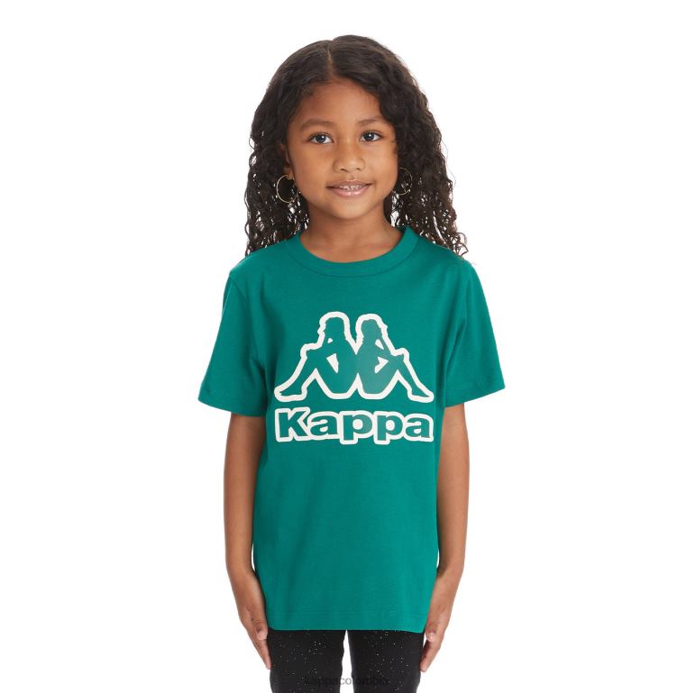 Kappa niños camiseta bant con cinta del logo para niños verde oscuro B8N4D748