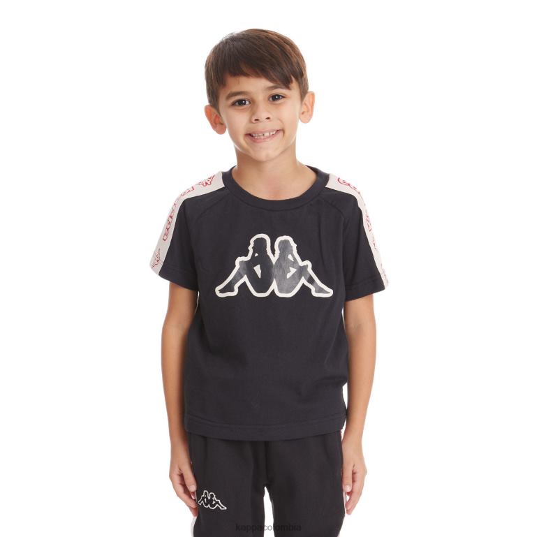 Kappa niños camiseta con logo y cinta para niños avirec 2 humo negro B8N4D739