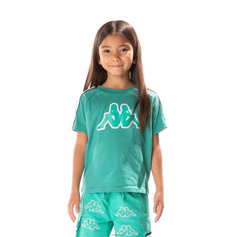 Kappa niños camiseta con logo y cinta para niños avirec 2 verde azulado B8N4D682