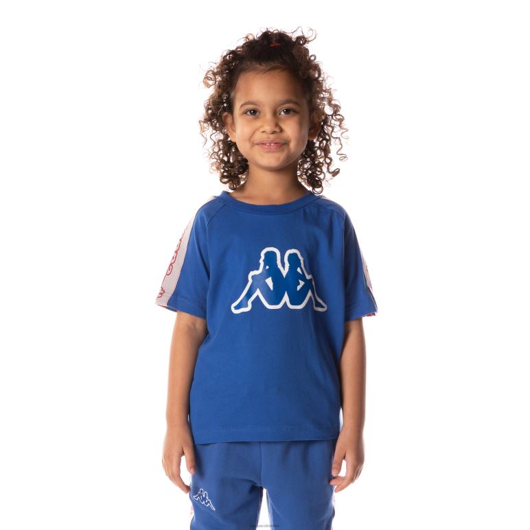 Kappa niños camiseta davirec con cinta del logo azul B8N4D714