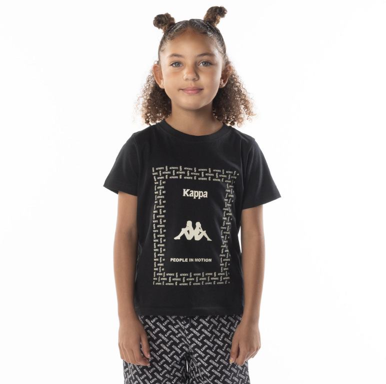 Kappa niños camiseta grafía auténtica para niños arena de humo negro B8N4D687