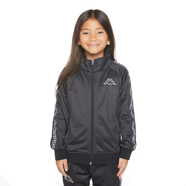 Kappa niños chaqueta deportiva artem 2 con cinta del logo para niños humo negro B8N4D399