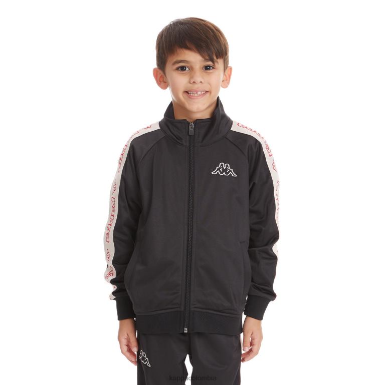 Kappa niños chaqueta deportiva artem 2 con cinta del logo para niños humo negro B8N4D427