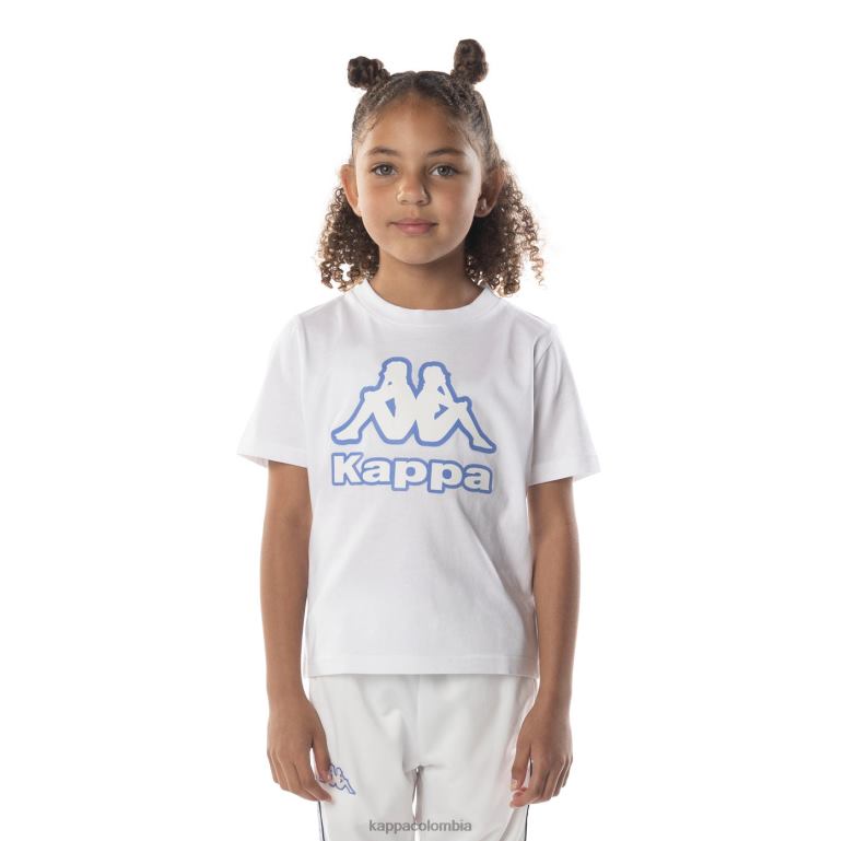 Kappa niños camiseta bant con cinta del logo para niños blanco azul B8N4D615