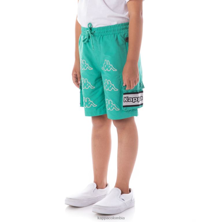 Kappa niños shorts cargo esso con cinta del logo para niños verde azulado B8N4D618