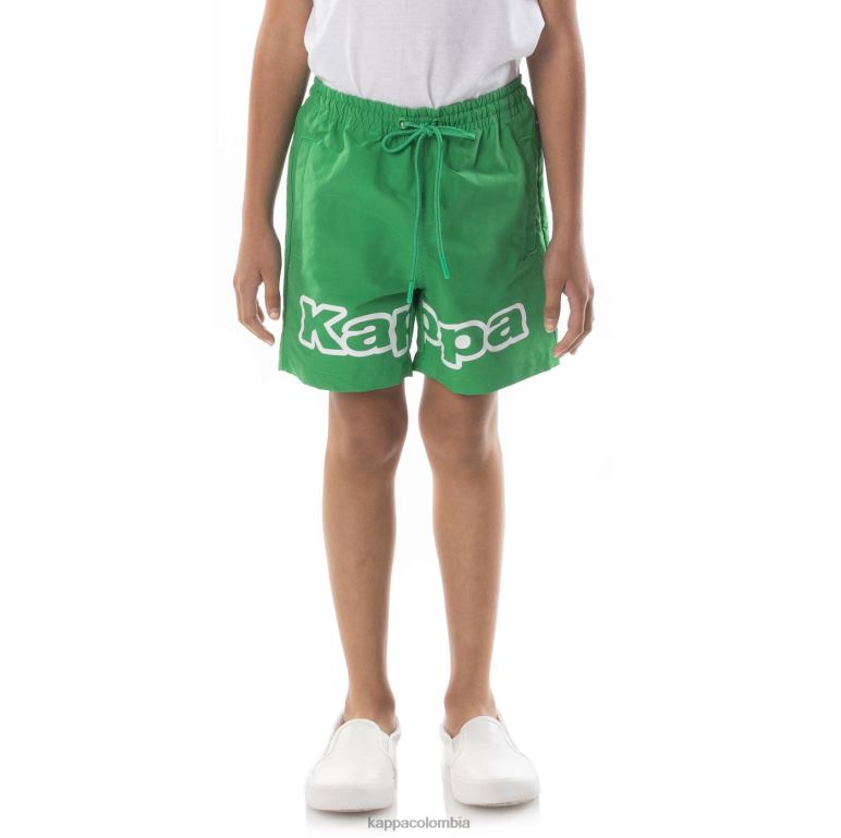 Kappa niños shorts con cinta del logo verde B8N4D623